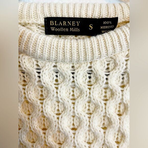 Vintage Blarney Woolen Mills Irish Fisherman 100% Wool Cable Knit Sweater small - Picture 4 of 6